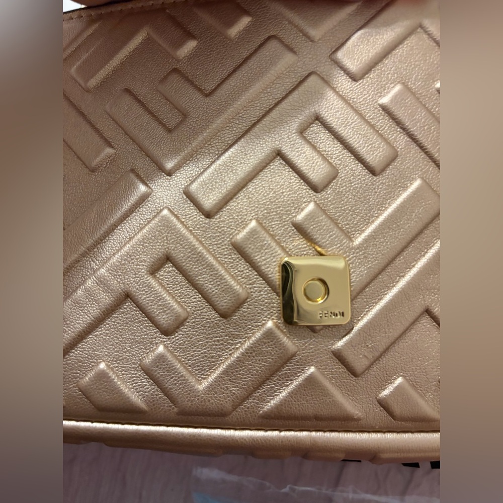 Fashion Gold Mono Quilted Medium Baguette Shoulder Bag - Picture 10 of 16